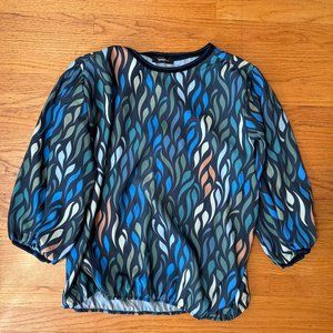 Blue Green pattern Tentazioni peacock feather blouse in XL